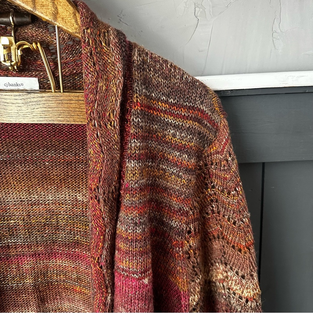 CJ Banks Multicolor Knit Open-Front Cardigan Sweater size 2X - Picture 4 of 10
